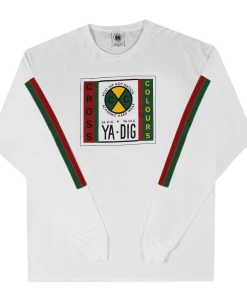 New Arrivals Cross Colours Label Logo L/S T-Shirt - White