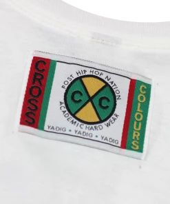 New Arrivals Cross Colours Label Logo L/S T-Shirt - White