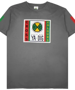 Cross Colours Label Logo T Shirt - Black Enzyme