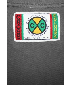 Cross Colours Label Logo T Shirt - Black Enzyme