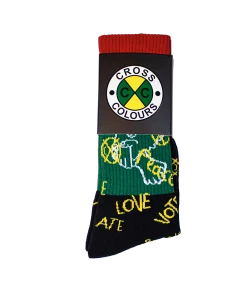 Cross Colours Love Peace Crew Socks - Multi New Arrivals