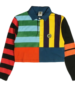 Cross Colours Crop Stripe Panel Rugby Top - Multi