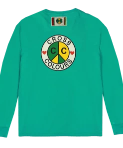 Cross Colours Peace Circle Logo L/S T-Shirt - Mint Green New Arrivals