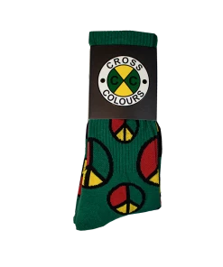 Cross Colours Peace In The Hood Crew Socks - Green New Arrivals