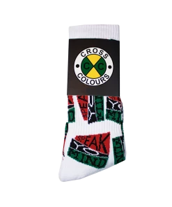 New Arrivals Cross Colours Speak Yo Mind Crew Socks - White