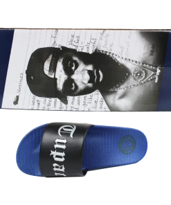 Cross Colours Tupac Metallic Slides - Black/Blue New Arrivals