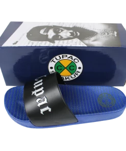 Cross Colours Tupac Metallic Slides - Black/Blue New Arrivals