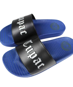 Cross Colours Tupac Metallic Slides - Black/Blue New Arrivals