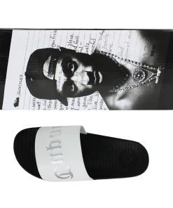 Cross Colours Tupac Metallic Slides - White/Black