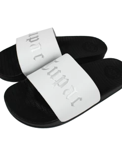 Cross Colours Tupac Metallic Slides - White/Black