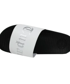 Cross Colours Tupac Metallic Slides - White/Black