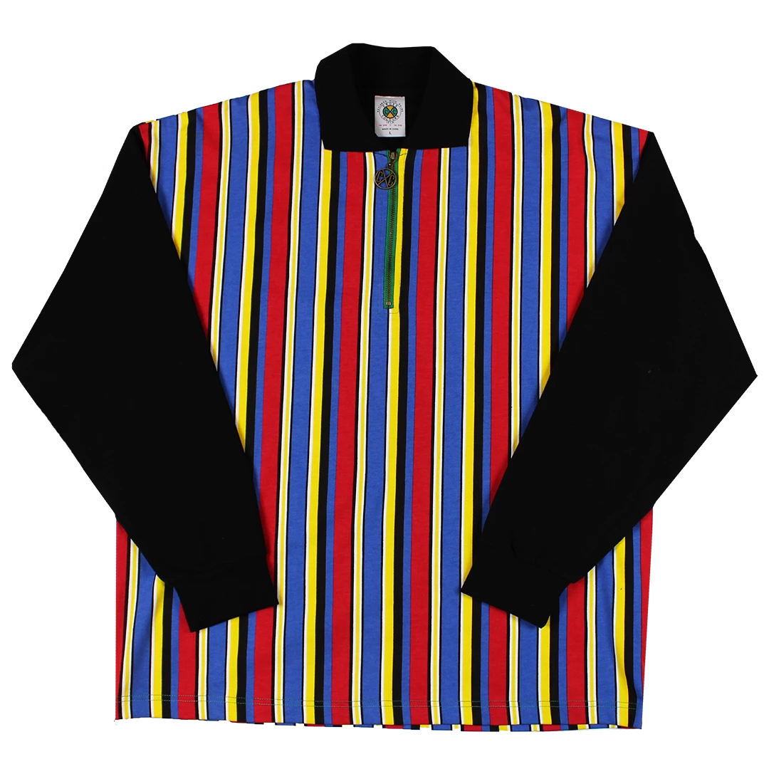 Cross Colours Vertical Stripe Zip L/S Rugby - Blue Multi 3 Cross Colours Vertical Stripe Zip L/S Rugby - Blue Multi