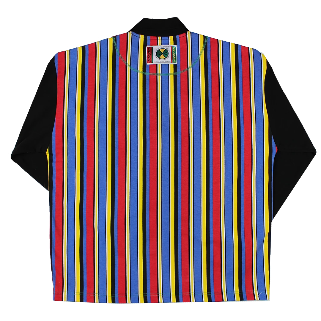 Cross Colours Vertical Stripe Zip L/S Rugby - Blue Multi 4 Cross Colours Vertical Stripe Zip L/S Rugby - Blue Multi