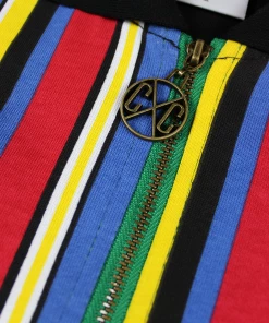 Cross Colours Vertical Stripe Zip L/S Rugby - Blue Multi 8 Cross Colours Vertical Stripe Zip L/S Rugby - Blue Multi