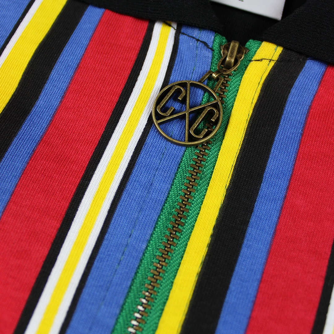 Cross Colours Vertical Stripe Zip L/S Rugby - Blue Multi 5 Cross Colours Vertical Stripe Zip L/S Rugby - Blue Multi