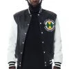 Cross Colours Do Baseball Leather Jacket - Black/White 2 Cross Colours Do Baseball Leather Jacket - Black/White