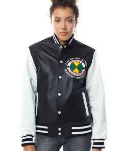 New Arrivals Cross Colours Do Baseball Leather Jacket W - Black/White