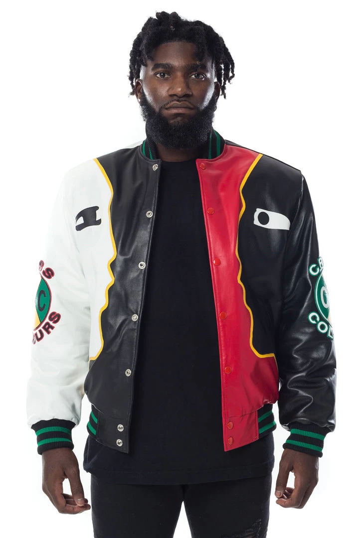 Cross Colours Face 2 Face Leather Jacket - Multi