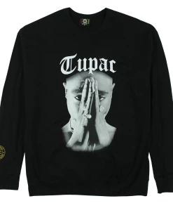New Arrivals Cross Colours Tupac Praying Hands Crewneck - Black