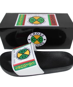 New Arrivals Cross Colours Label Logo Slides - Black