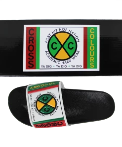 New Arrivals Cross Colours Label Logo Slides - Black