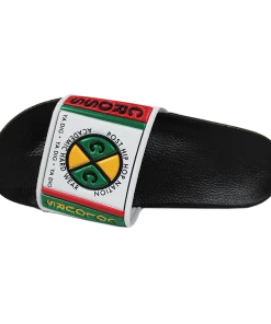 New Arrivals Cross Colours Label Logo Slides - Black